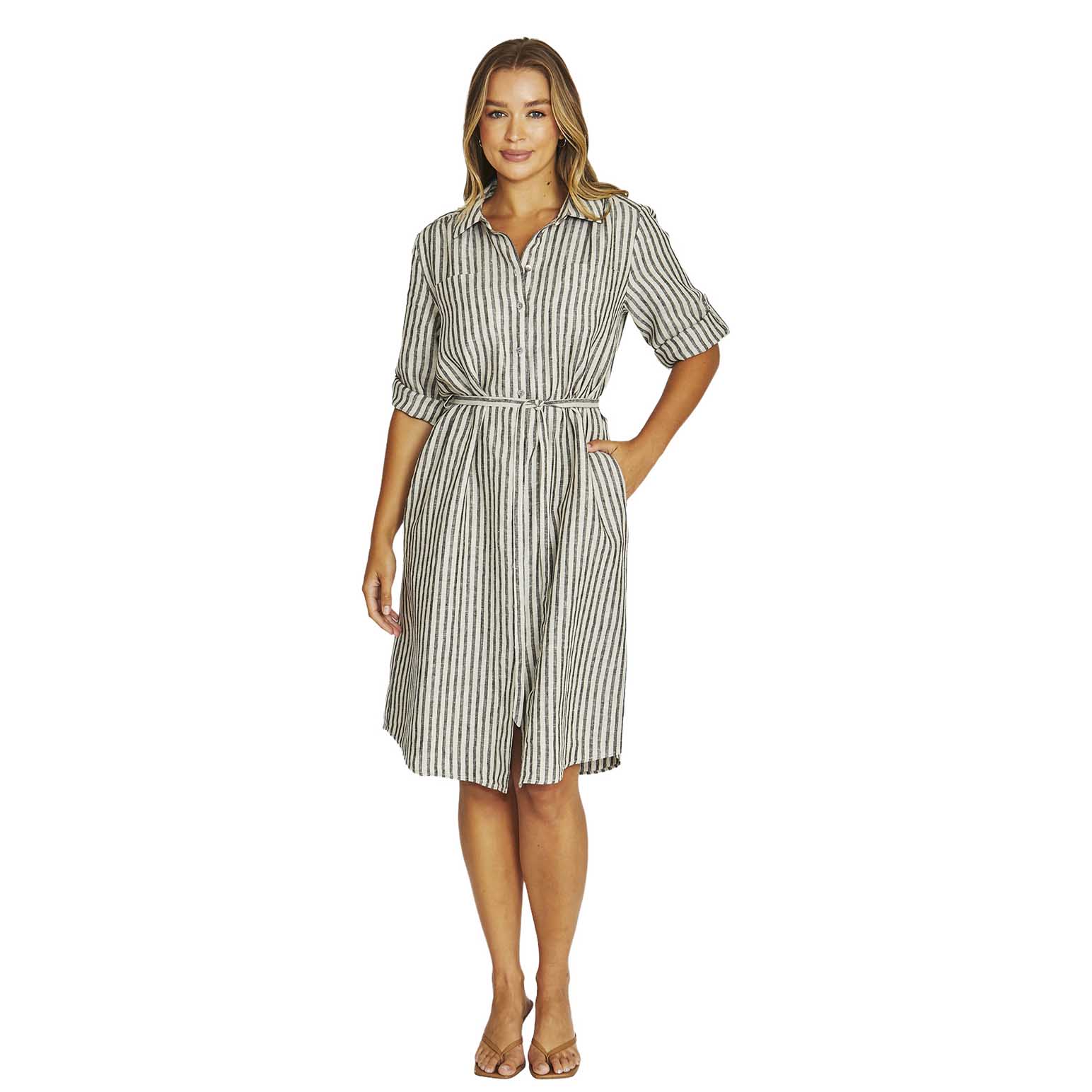 Jump Striped Linen Dress